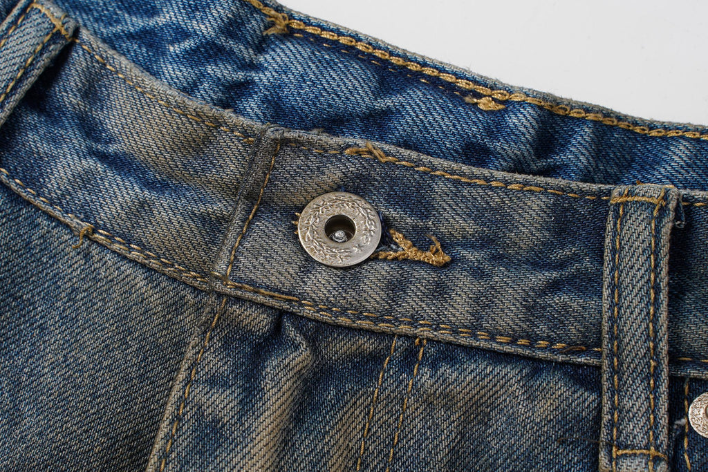 Omirad Vintage Whiskered Wide-Leg Jeans