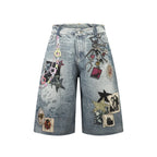 Omirad “Vintage Charm Patch Denim Shorts