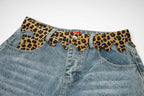 Omirad Leopard Patch Denim Shorts