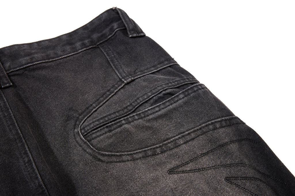 Omirad Distressed Panel Wide-Leg Denim Jeans