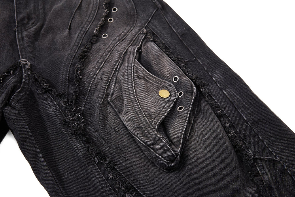 Omirad Distressed Panel Wide-Leg Denim Jeans