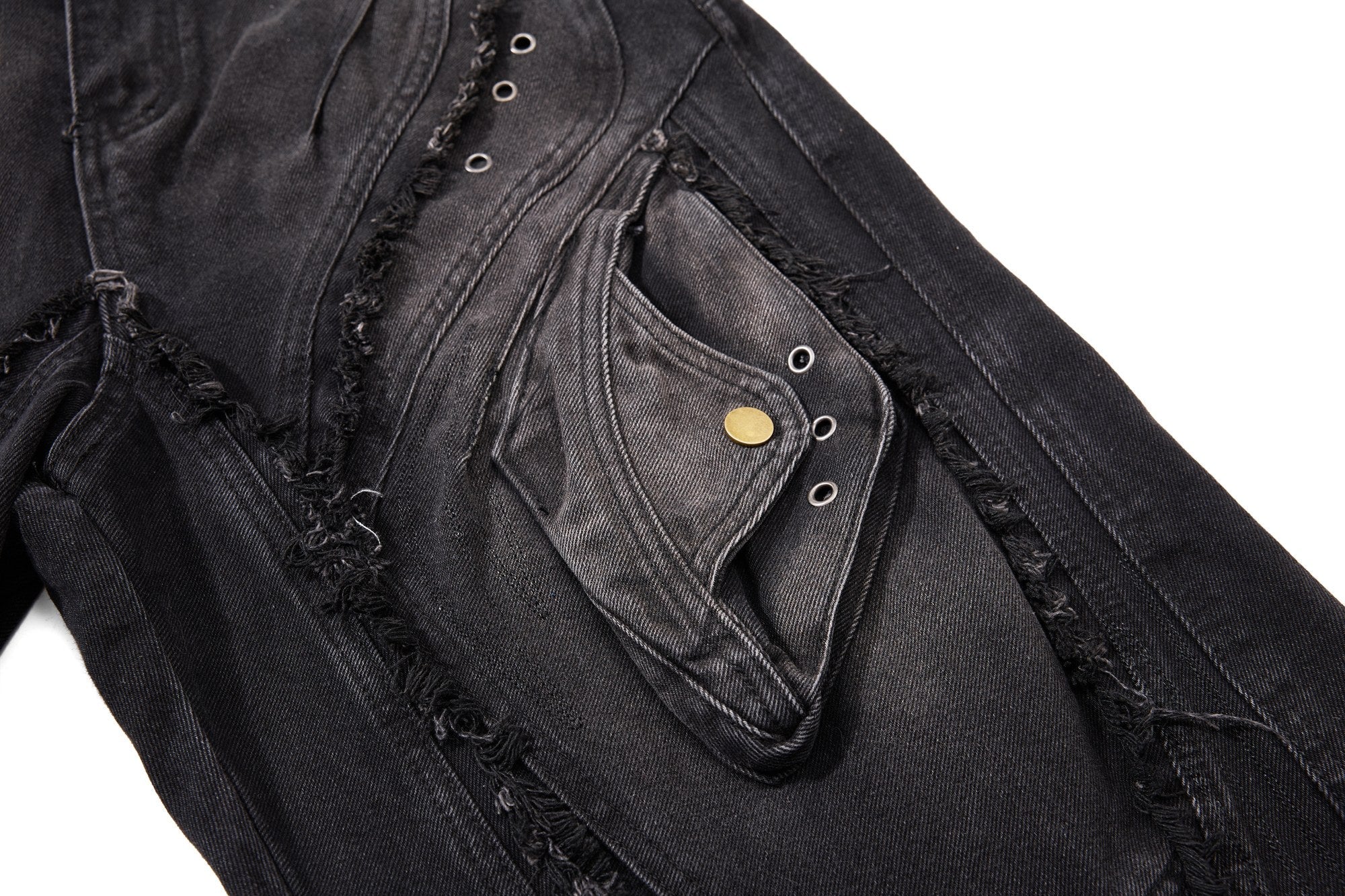 Omirad Distressed Panel Wide-Leg Denim Jeans