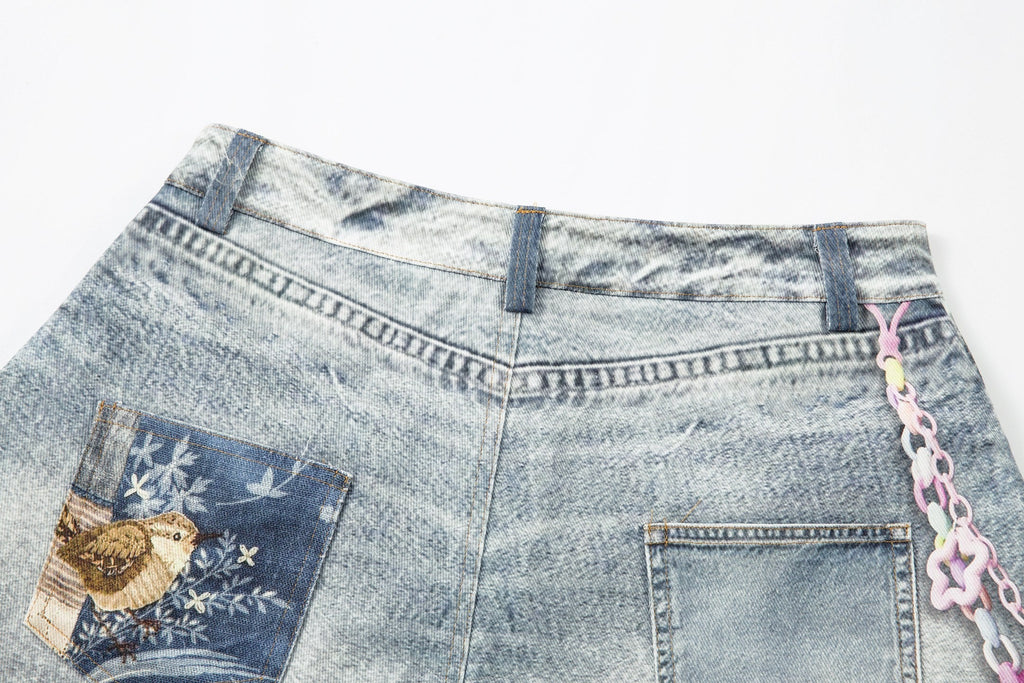 Omirad “Vintage Charm Patch Denim Shorts