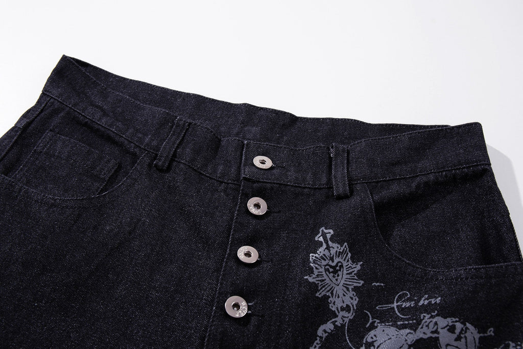 Omirad Gothic Cross Wide-Leg Jeans