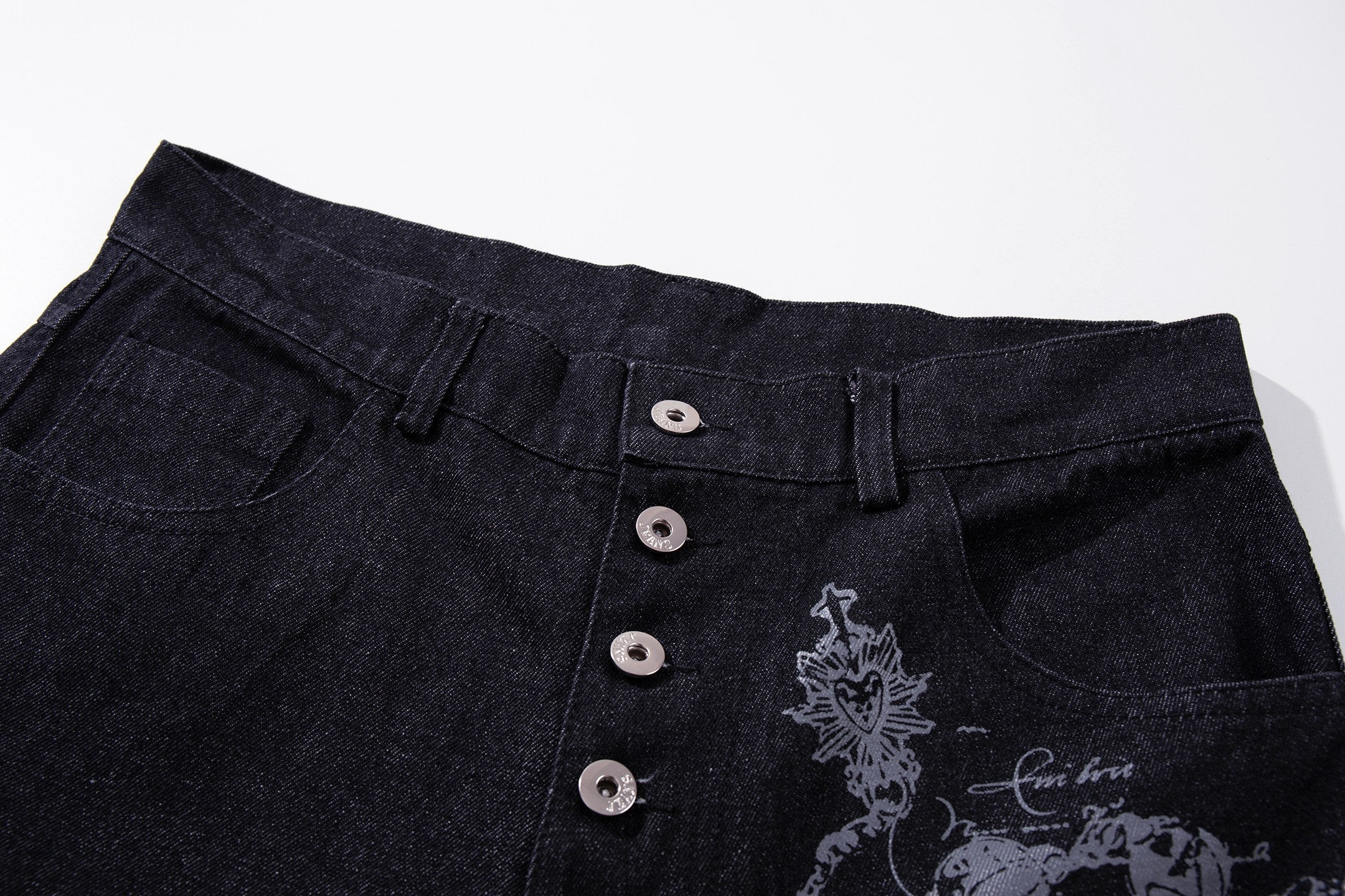 Omirad Gothic Cross Wide-Leg Jeans