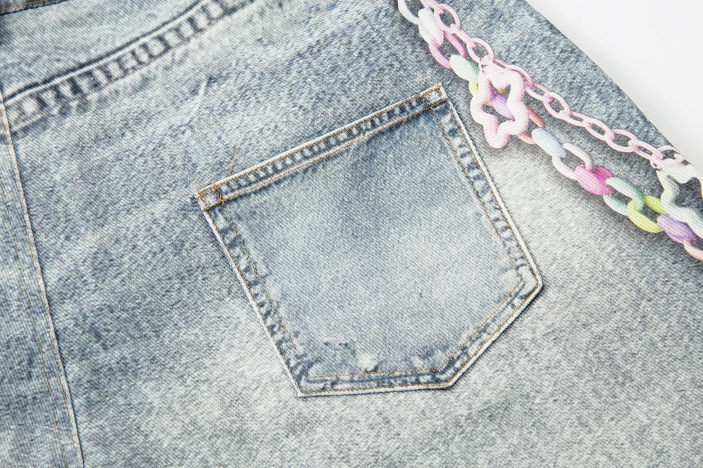 Omirad “Vintage Charm Patch Denim Shorts