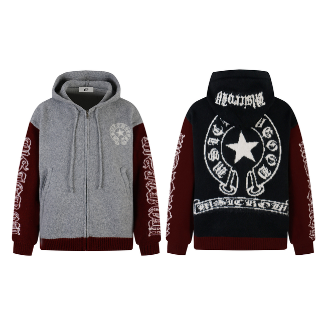 Omirad Vintage Star Knit Zip Hoodie Hover Image