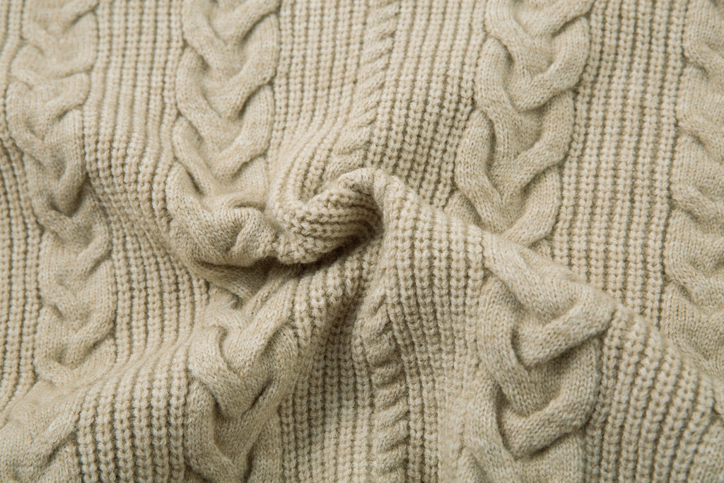 Omirad Cable Knit Zip-Up Sweater Jacket