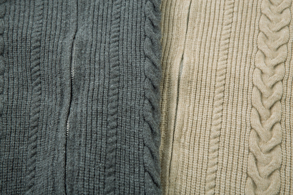 Omirad Cable Knit Zip-Up Sweater Jacket