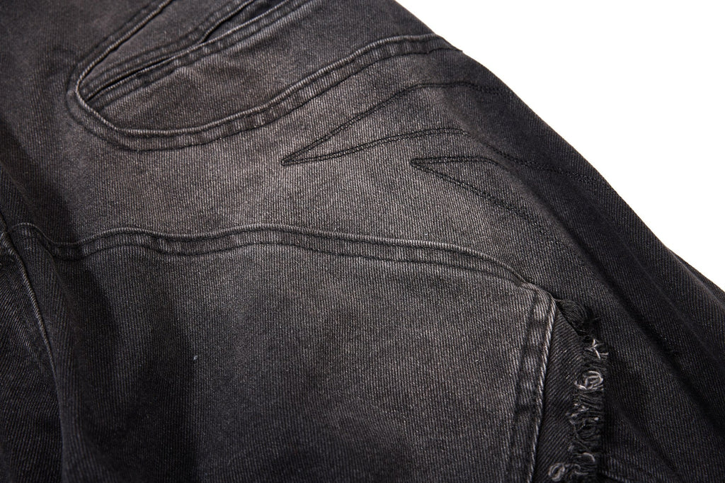 Omirad Distressed Panel Wide-Leg Denim Jeans