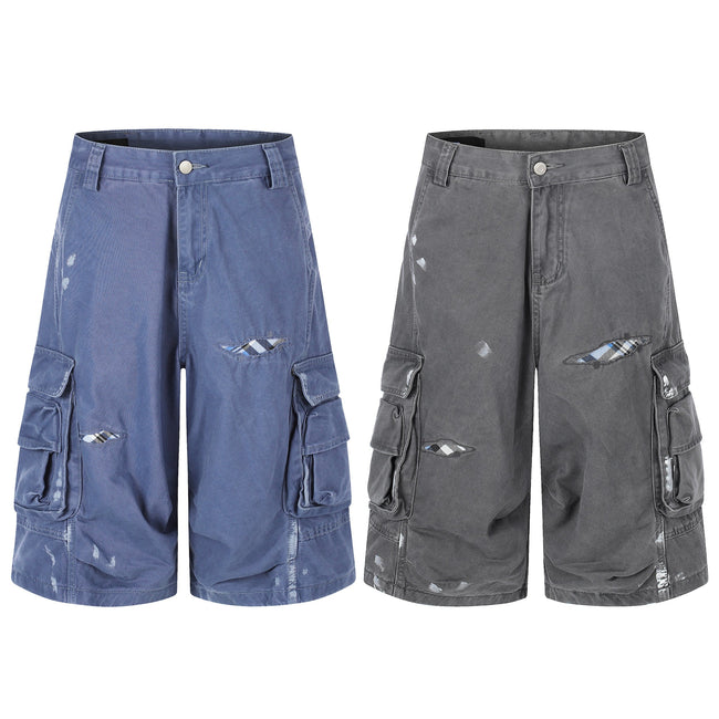 Omirad Distressed Utility Cargo Shorts Hover Image