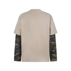 Omirad Layered Camo-Sleeve Distressed Graphic Tee