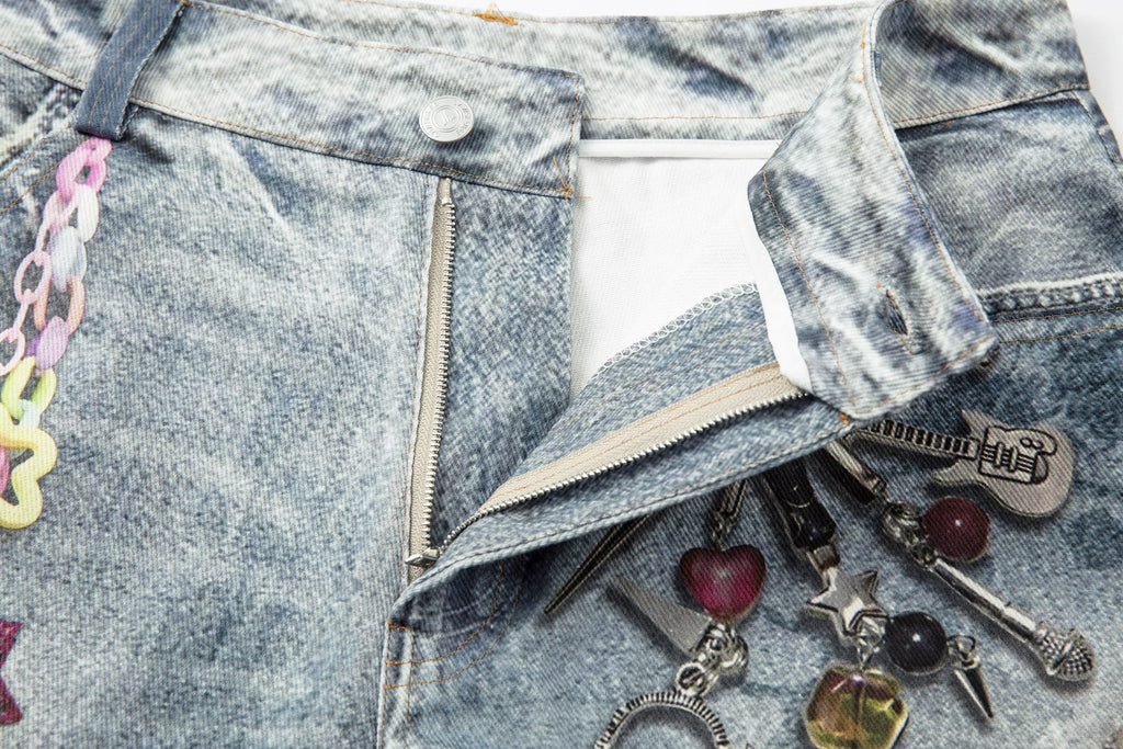 Omirad “Vintage Charm Patch Denim Shorts