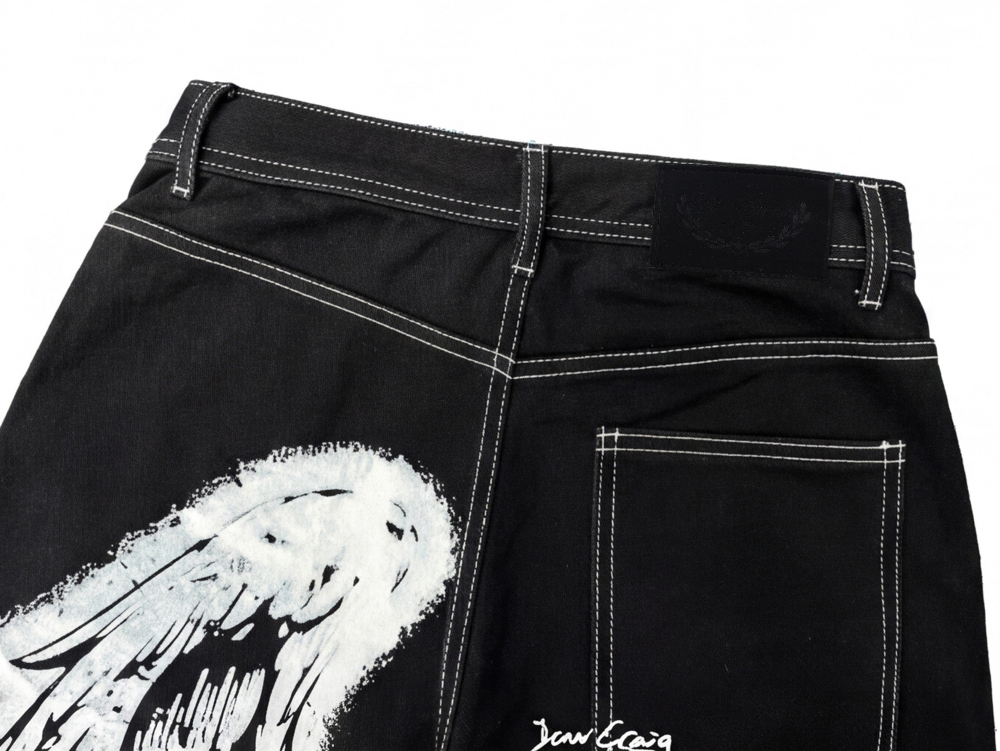 Omirad Angel Wing Graffiti Wide-Leg Jeans