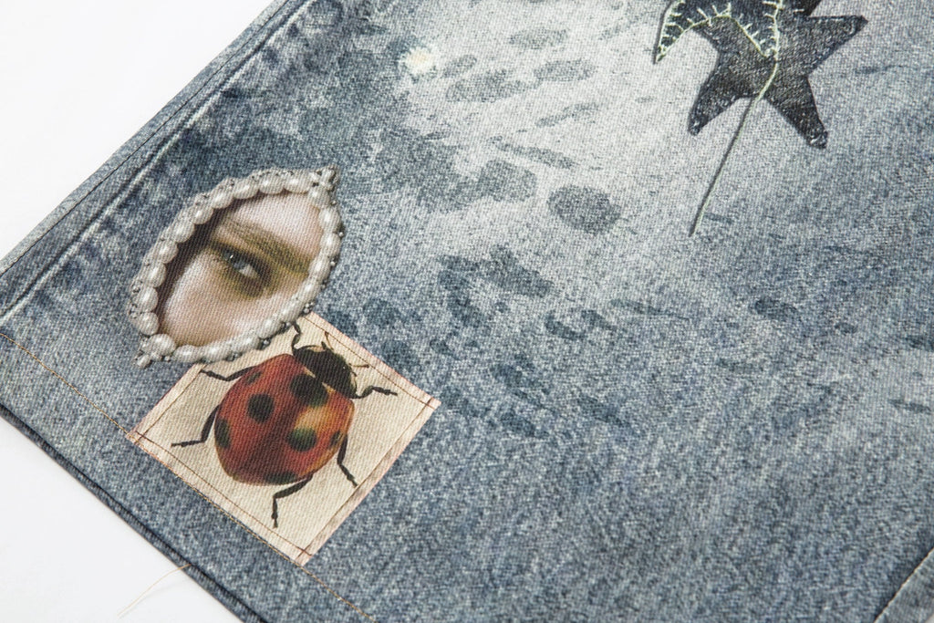 Omirad “Vintage Charm Patch Denim Shorts
