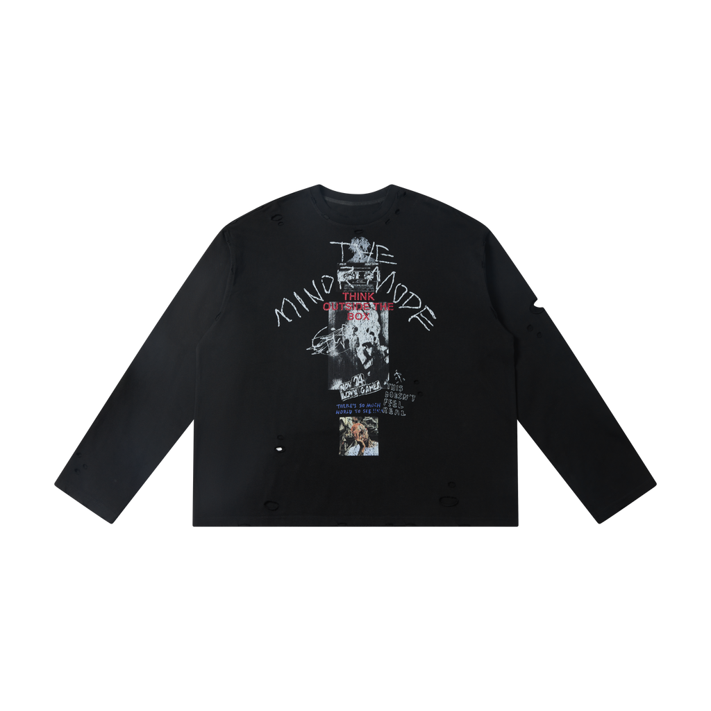 Omirad Distressed Graphic Long Sleeve Tee
