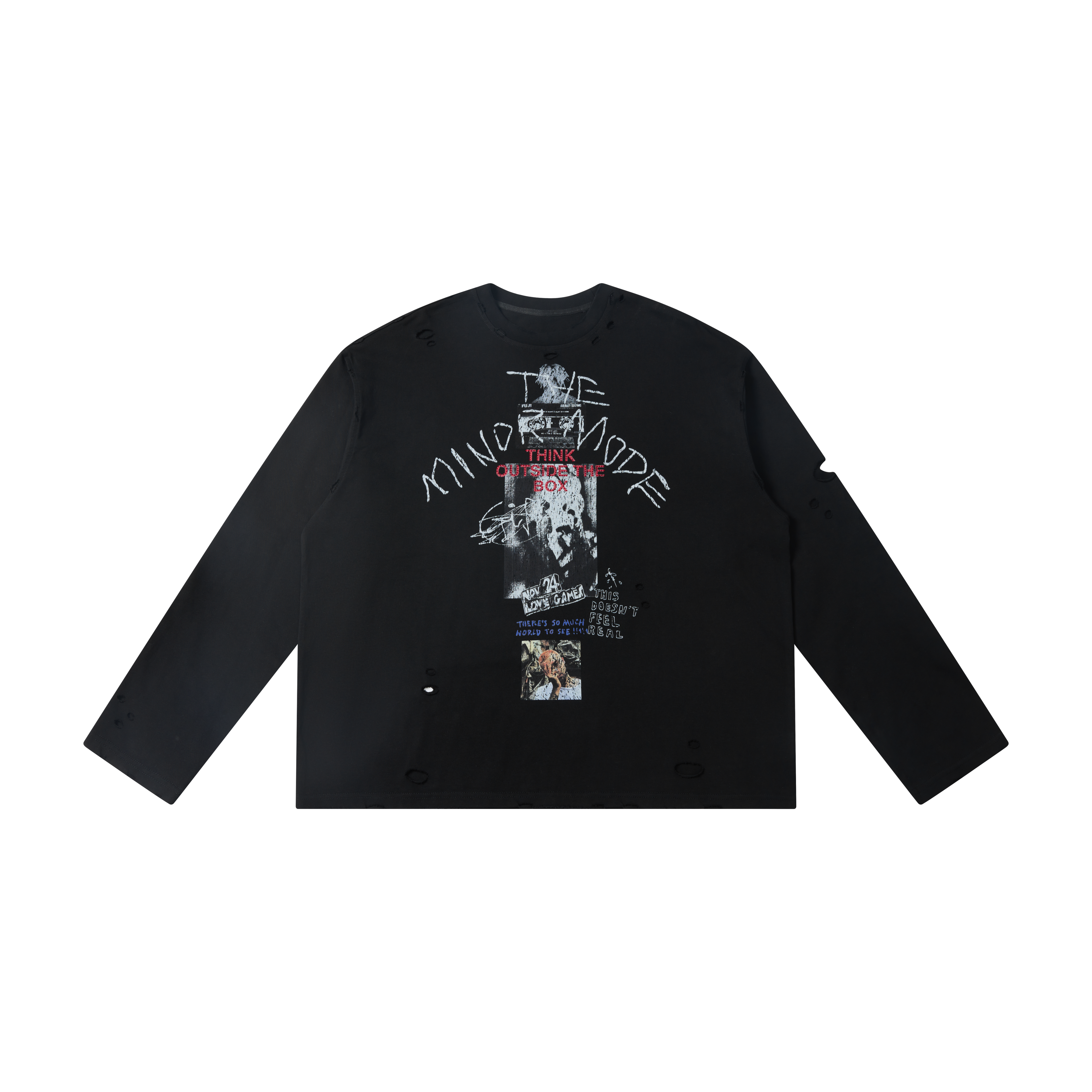 Omirad Distressed Graphic Long Sleeve Tee