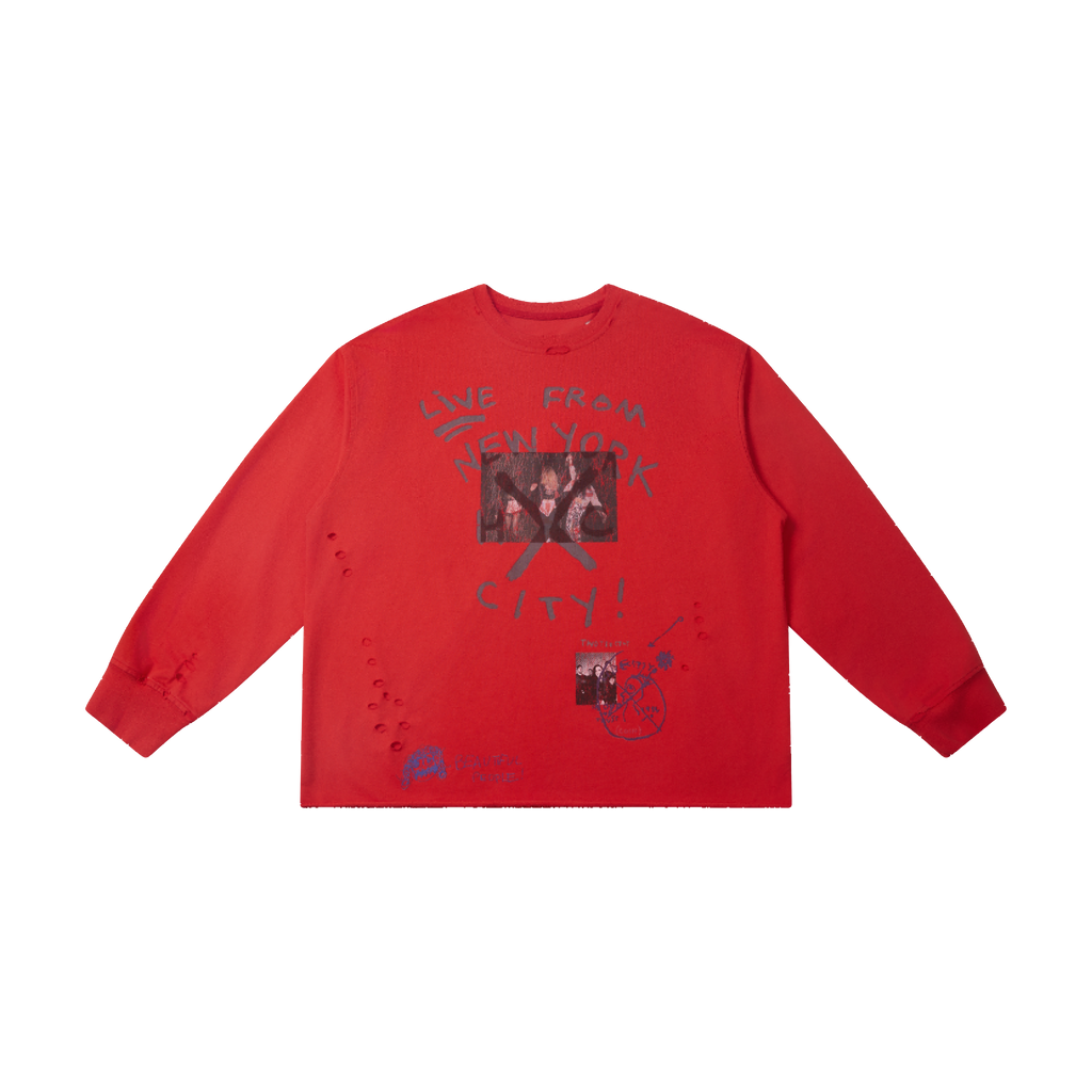 Omirad Distressed NYC Graphic Long Sleeve Tee