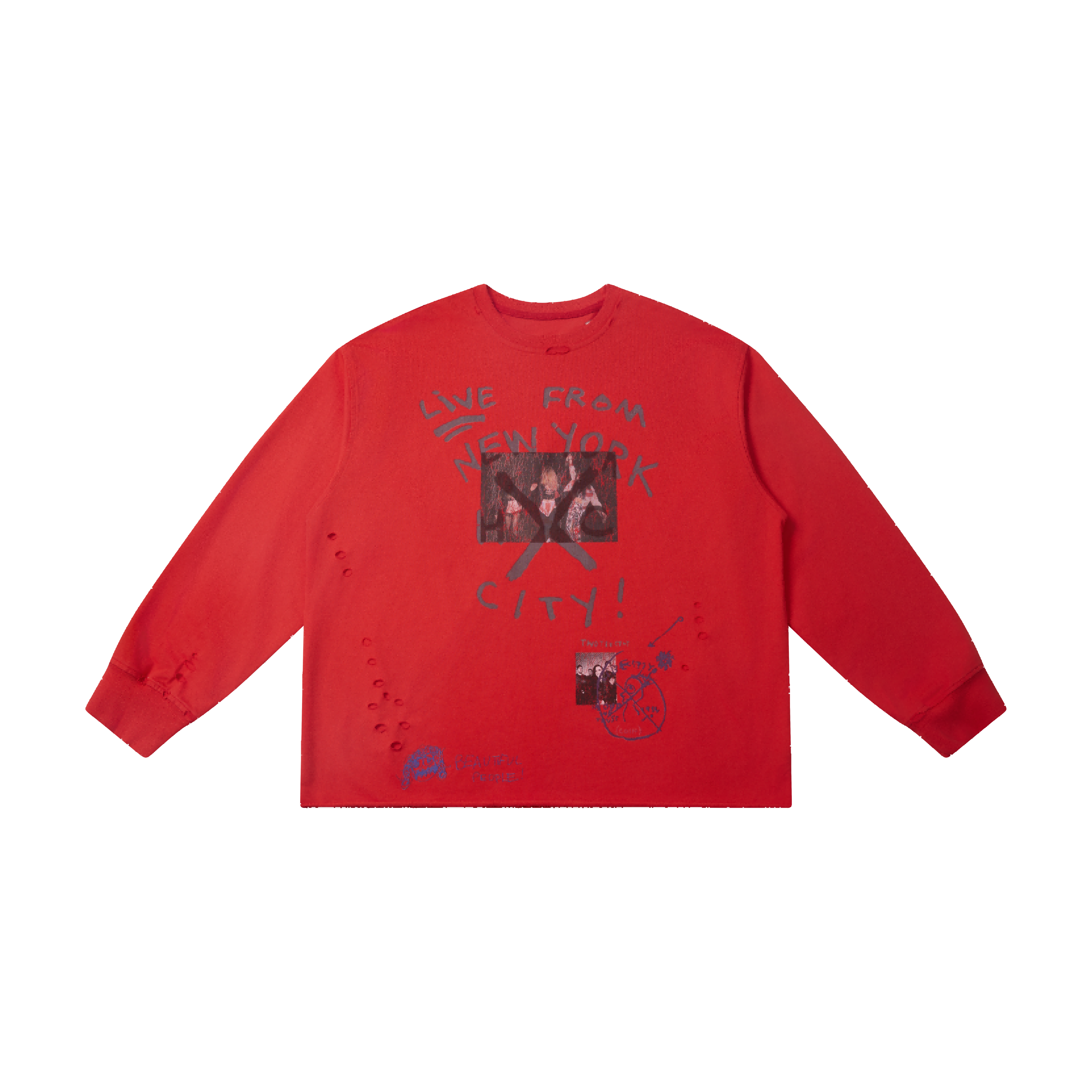 Omirad Distressed NYC Graphic Long Sleeve Tee