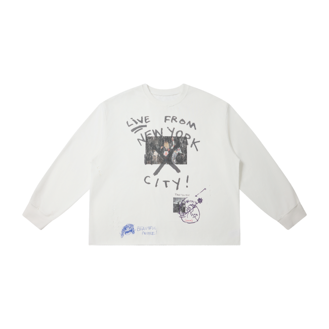 Omirad Distressed NYC Graphic Long Sleeve Tee Hover Image