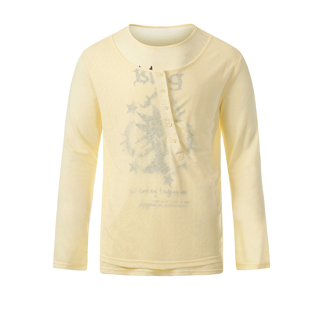 Omirad Graphic Long Sleeve Henley Tee