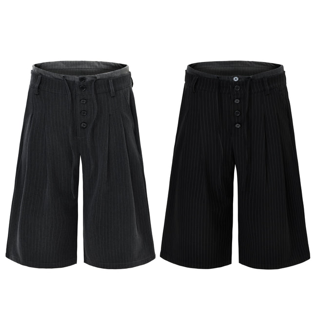 Omirad Pinstripe Wide-Leg Shorts Hover Image