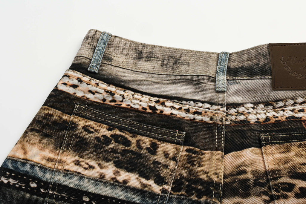 Omirad Vintage Chain Patchwork Wide-Leg Jeans