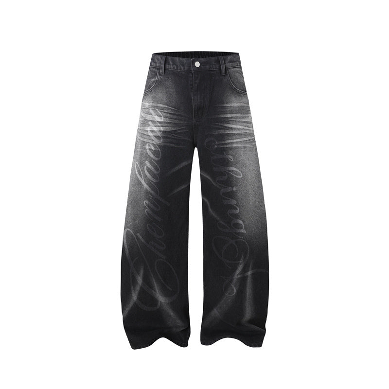 Omirad Script Logo Wide-Leg Jeans