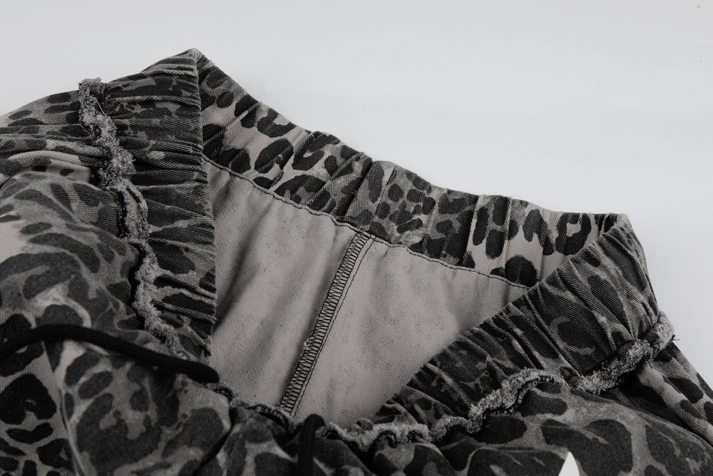 Omirad Leopard Patchwork Wide-Leg Pants