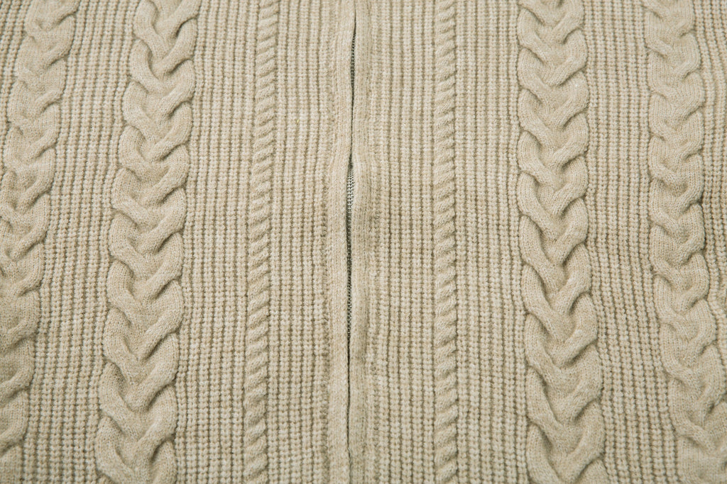 Omirad Cable Knit Zip-Up Sweater Jacket
