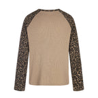 Omirad Leopard Sleeve Graphic Waffle Long Sleeve T-Shirt