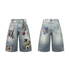 Omirad “Vintage Charm Patch Denim Shorts