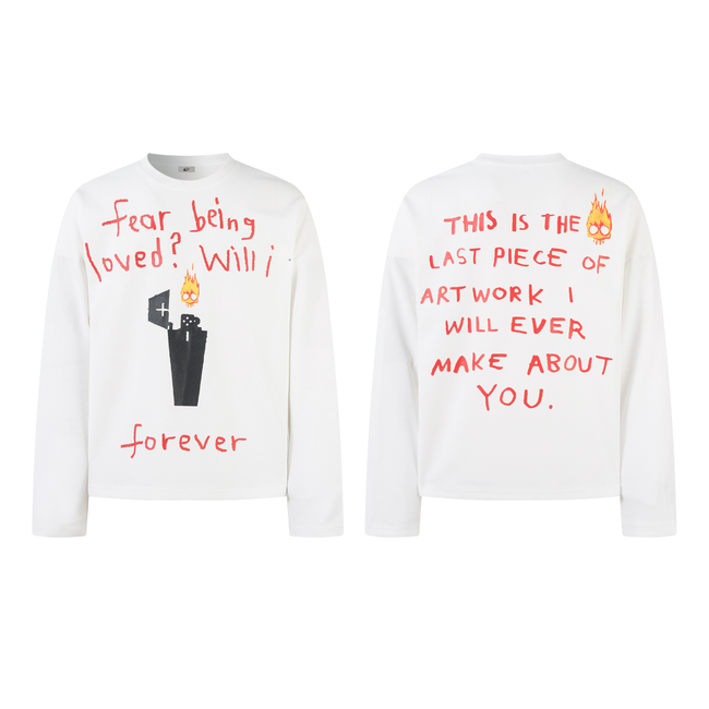 Omirad Flame Doodle Emotional Graphic Long Sleeve Tee Hover Image
