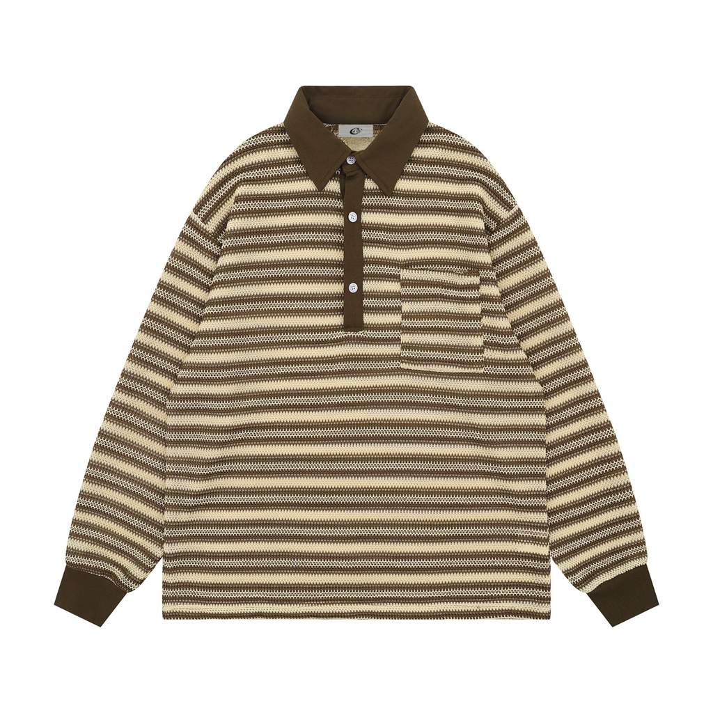 Omirad Striped Knit Long-Sleeve Polo