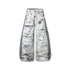 Omirad Distressed Stripe Wide-Leg Jeans