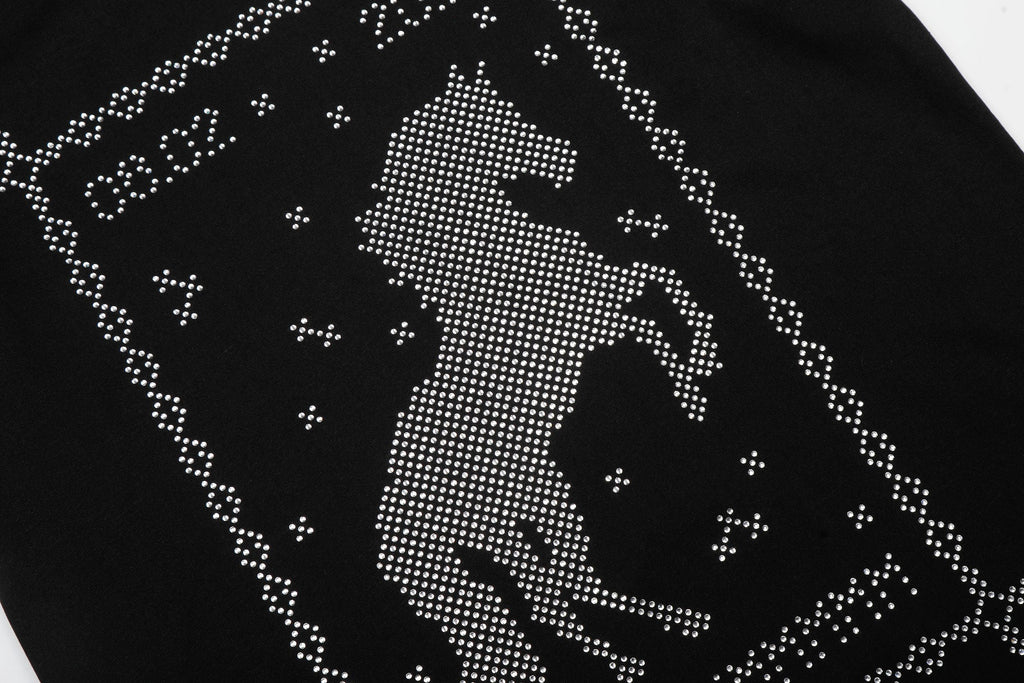 Omirad Rhinestone Horse Graphic T-Shirt