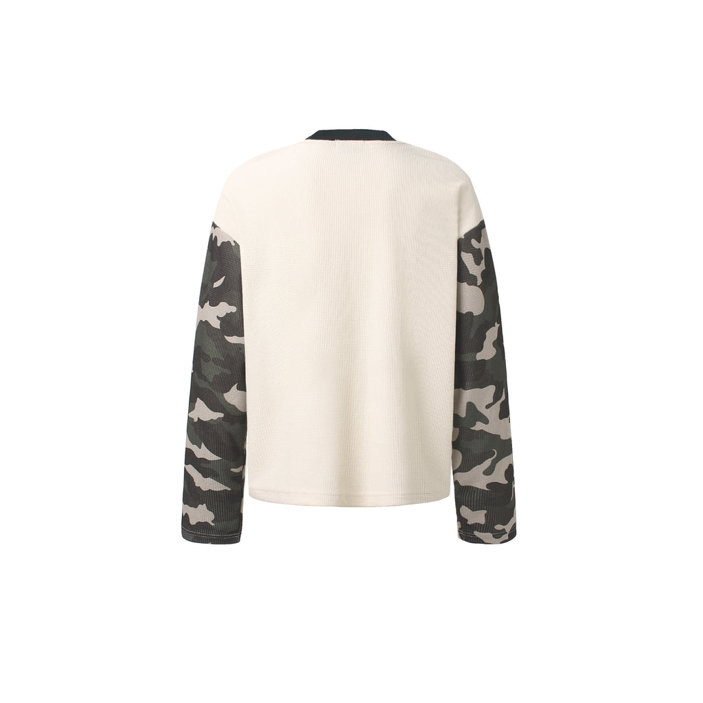 Omirad Camo Sleeve Graphic Waffle Long Sleeve