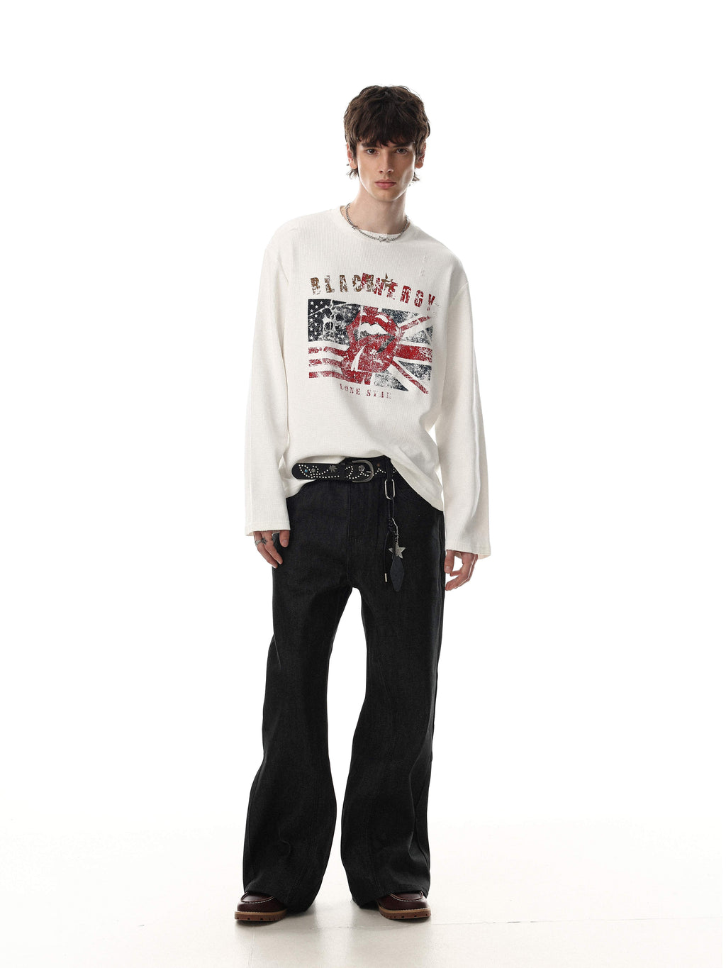 Omirad Vintage Graphic Waffle Long Sleeve Tee
