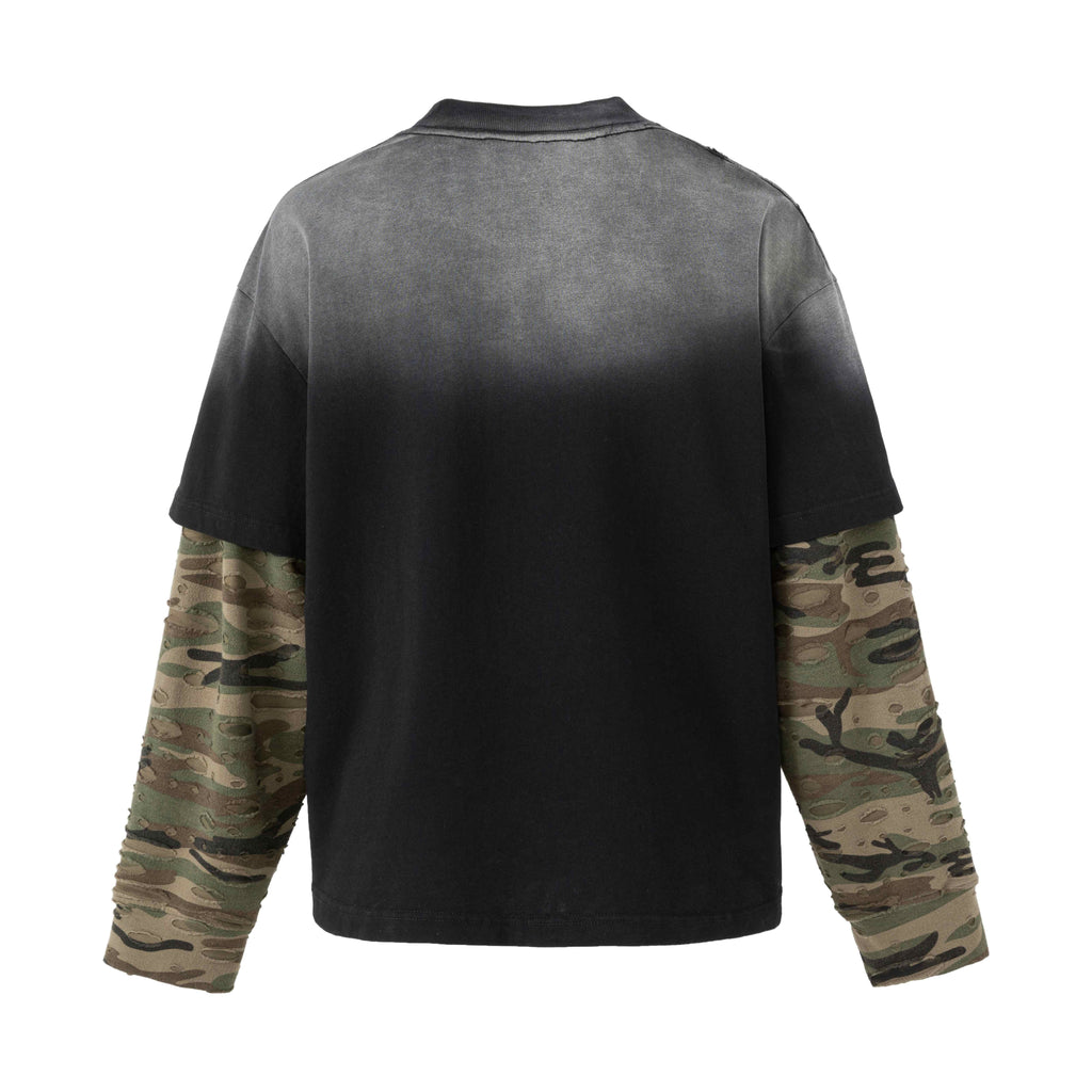 Omirad Layered Camo Sleeve Washed T-Shirt
