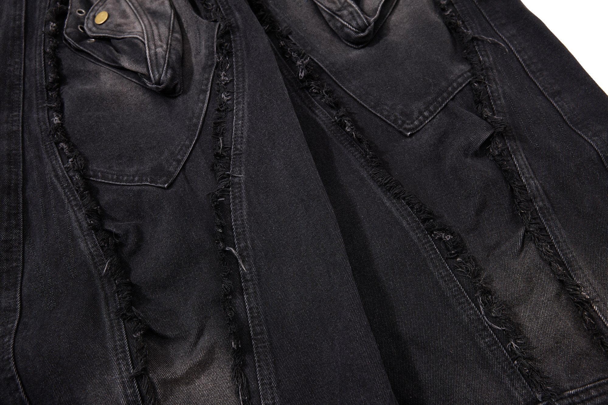 Omirad Distressed Panel Wide-Leg Denim Jeans