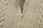Omirad Cable Knit Zip-Up Sweater Jacket