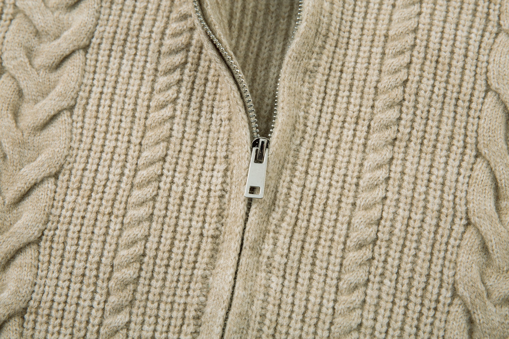 Omirad Cable Knit Zip-Up Sweater Jacket