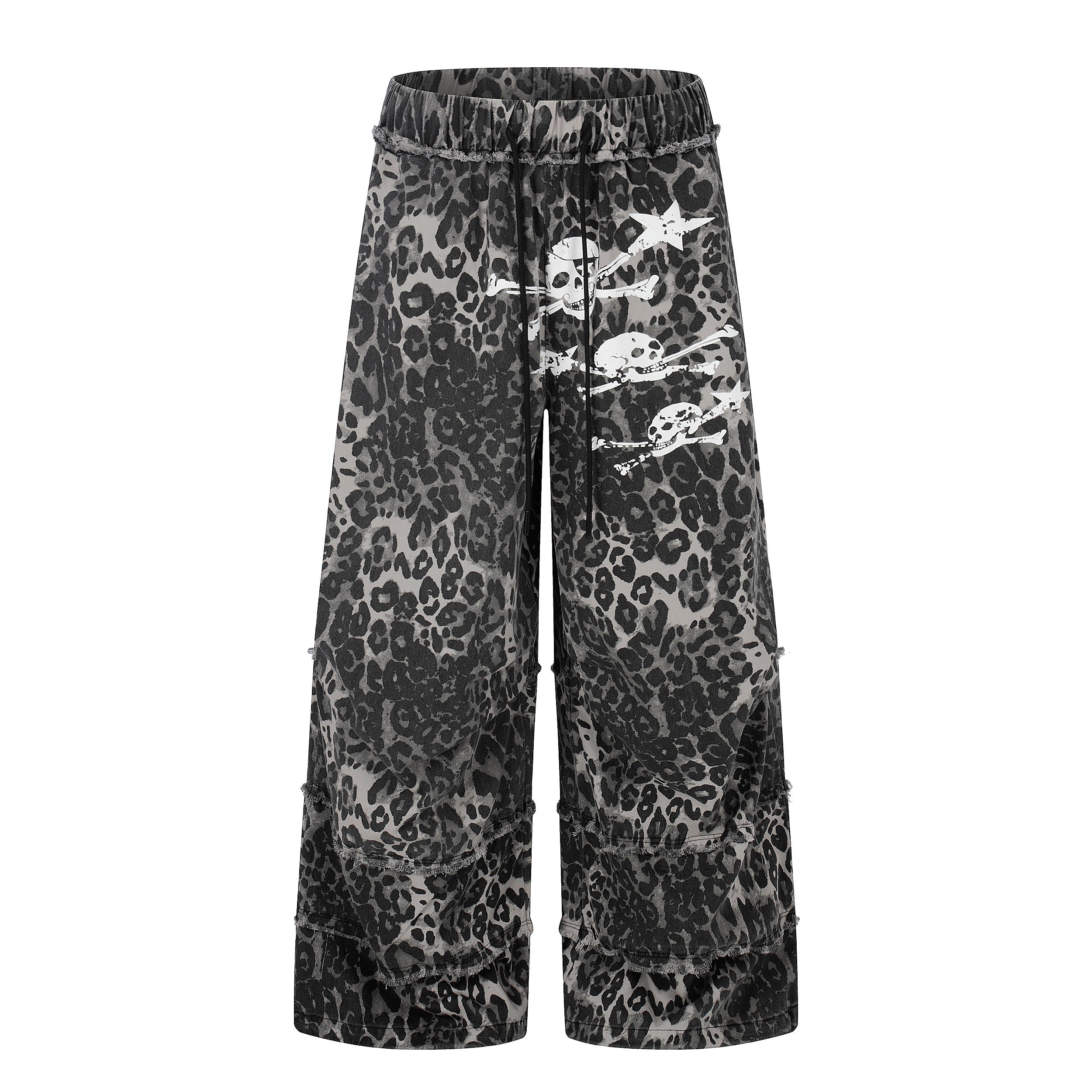 Omirad Leopard Patchwork Wide-Leg Pants