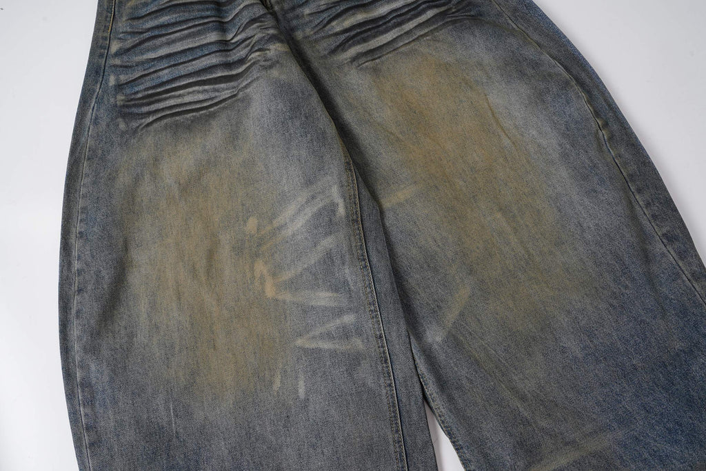 Omirad Vintage Whiskered Wide-Leg Jeans