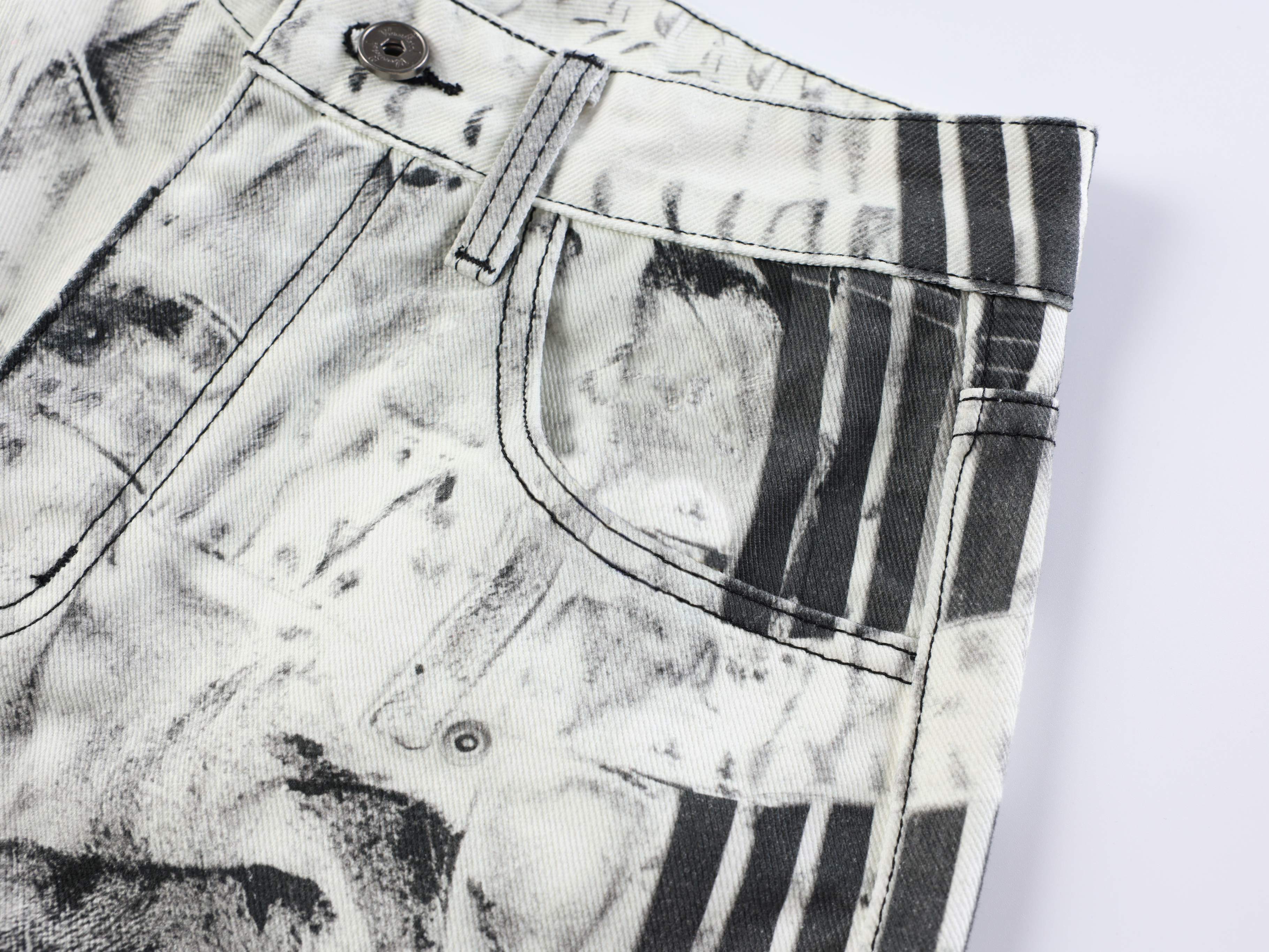 Omirad Distressed Stripe Wide-Leg Jeans