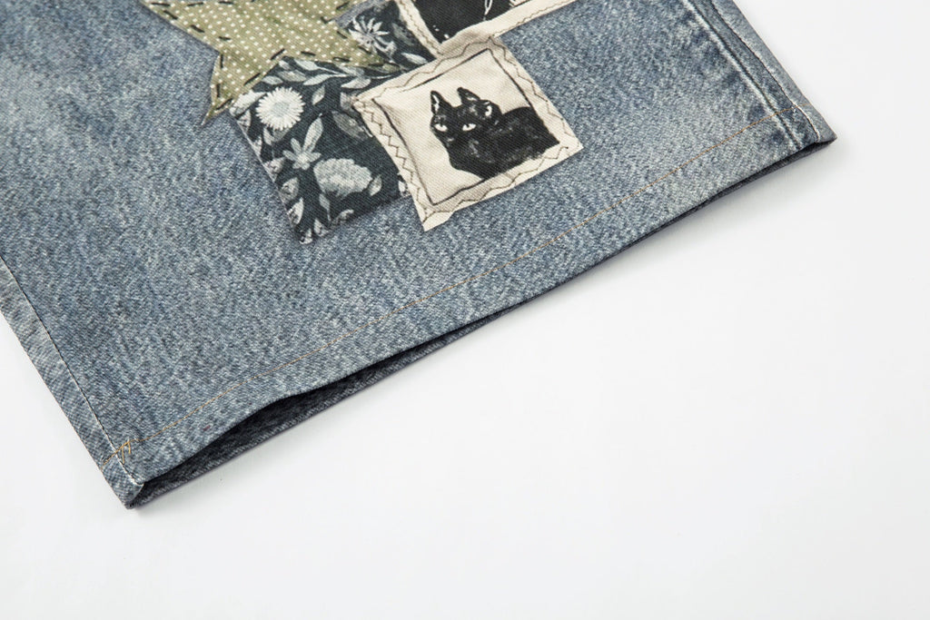 Omirad “Vintage Charm Patch Denim Shorts