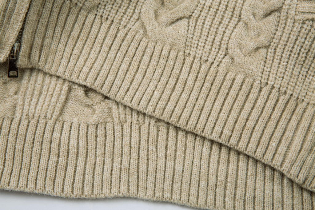 Omirad Cable Knit Zip-Up Sweater Jacket