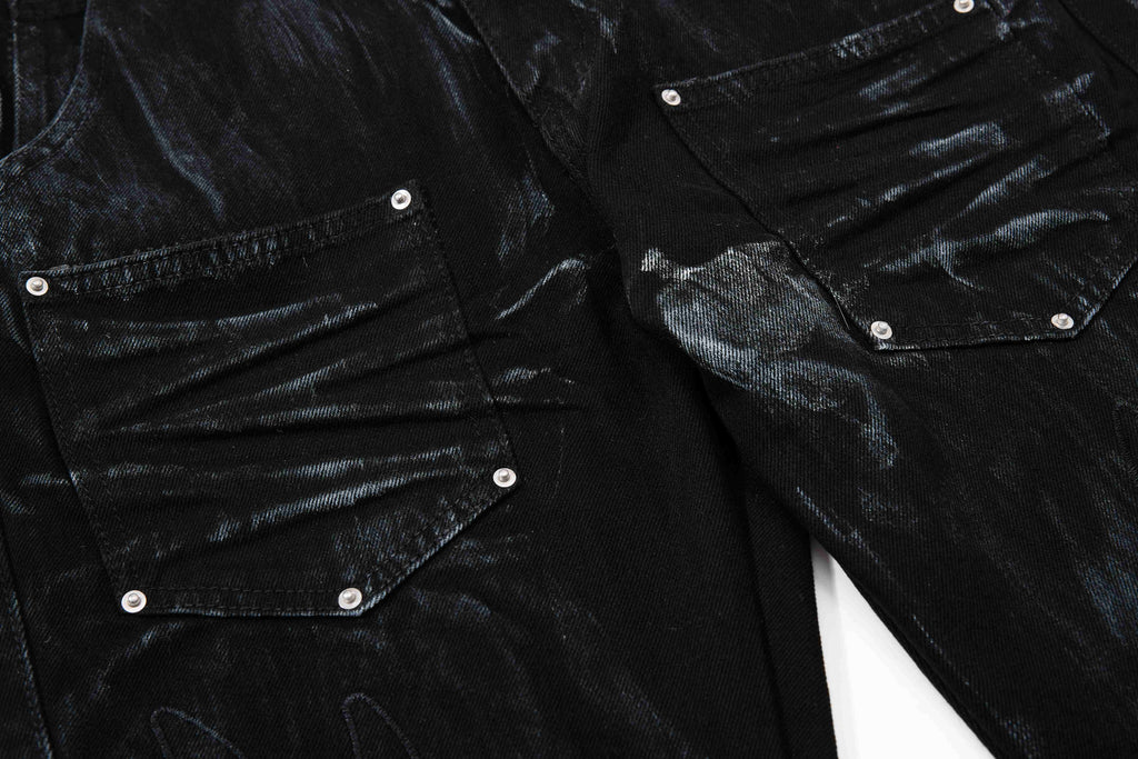 Omirad Washed Utility Flare Denim Jeans