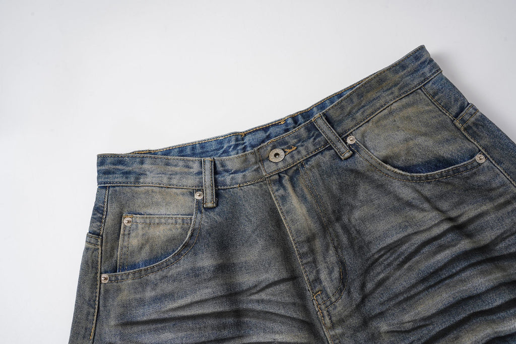 Omirad Vintage Whiskered Wide-Leg Jeans