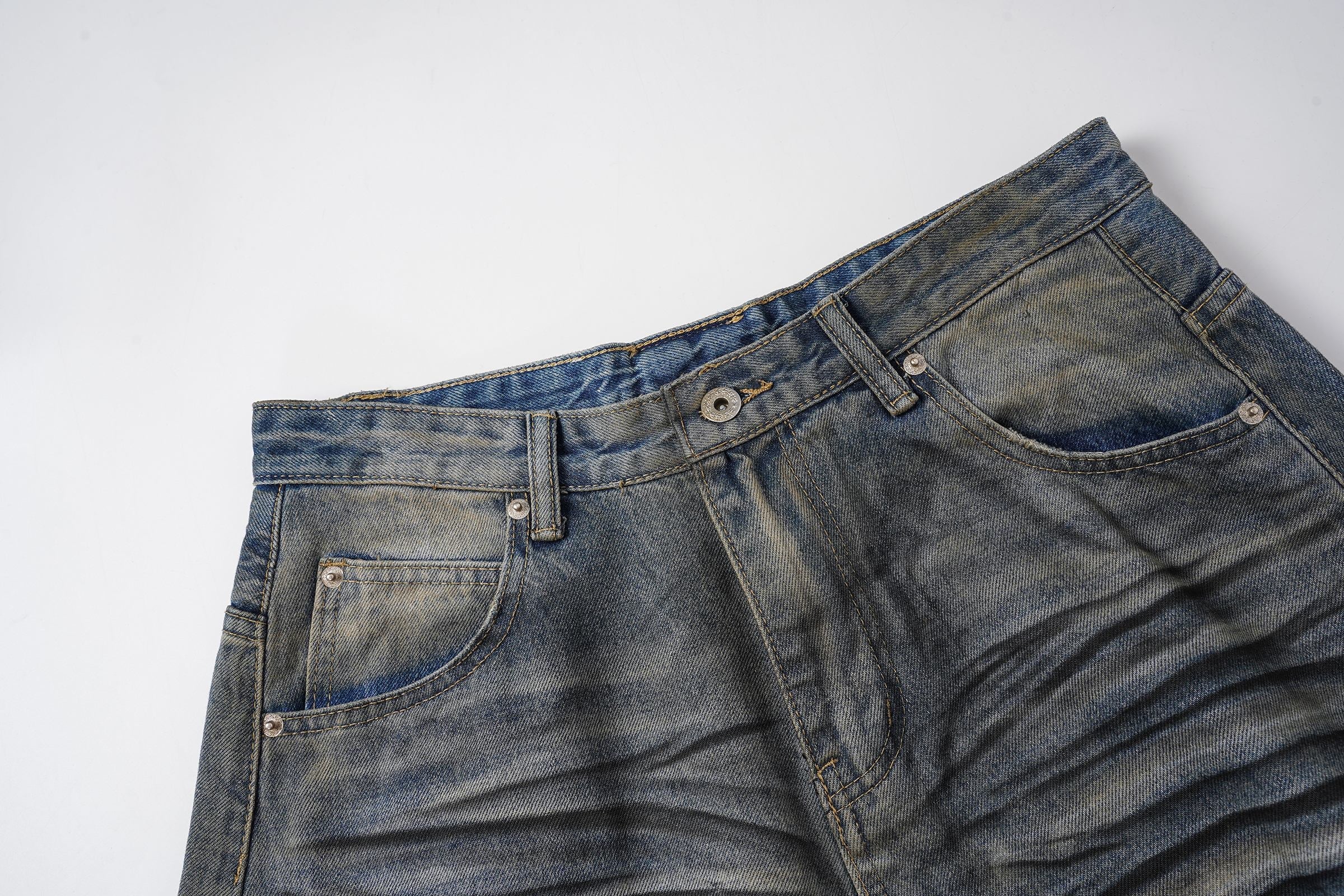 Omirad Vintage Whiskered Wide-Leg Jeans